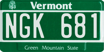 VT license plate NGK681