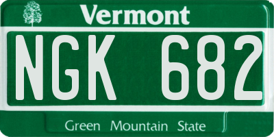 VT license plate NGK682