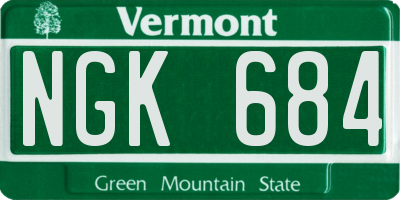 VT license plate NGK684