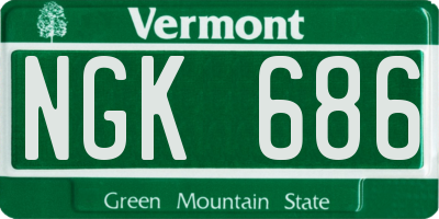 VT license plate NGK686