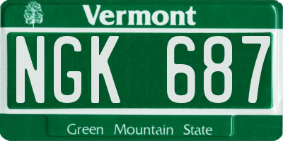 VT license plate NGK687