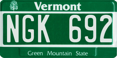 VT license plate NGK692