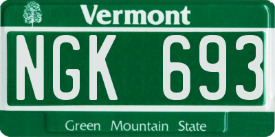VT license plate NGK693