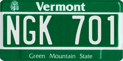 VT license plate NGK701