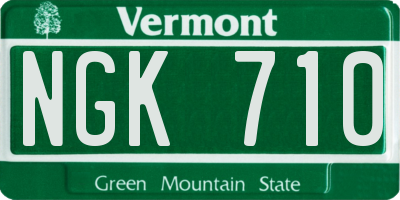 VT license plate NGK710