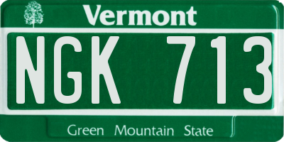VT license plate NGK713