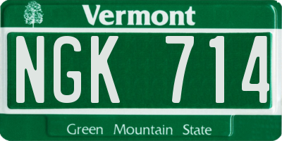 VT license plate NGK714