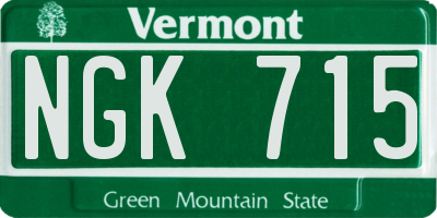 VT license plate NGK715
