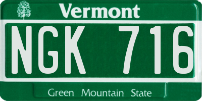 VT license plate NGK716