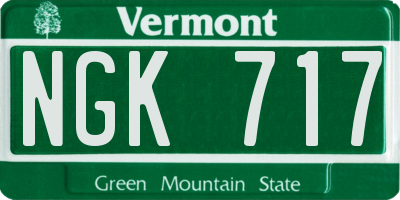 VT license plate NGK717