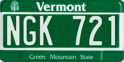 VT license plate NGK721