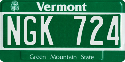 VT license plate NGK724