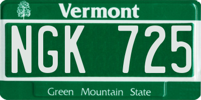 VT license plate NGK725