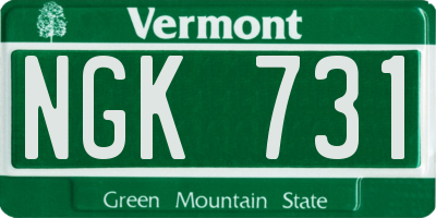 VT license plate NGK731