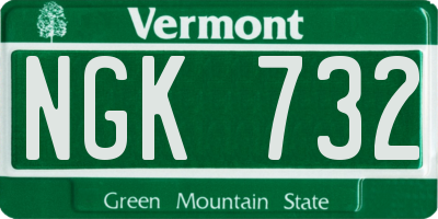 VT license plate NGK732