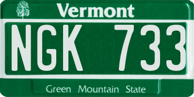 VT license plate NGK733