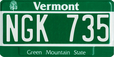 VT license plate NGK735