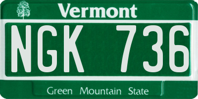 VT license plate NGK736