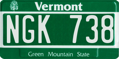 VT license plate NGK738