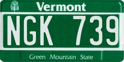 VT license plate NGK739