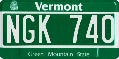 VT license plate NGK740