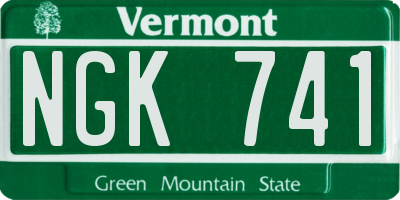 VT license plate NGK741