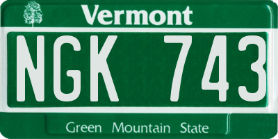 VT license plate NGK743