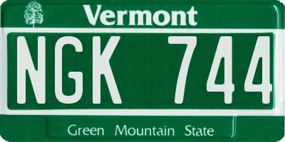 VT license plate NGK744