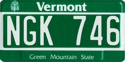 VT license plate NGK746