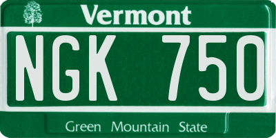 VT license plate NGK750