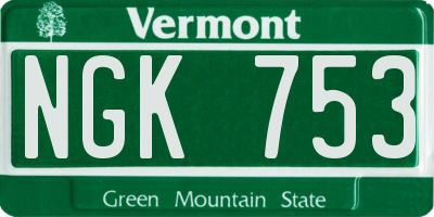 VT license plate NGK753