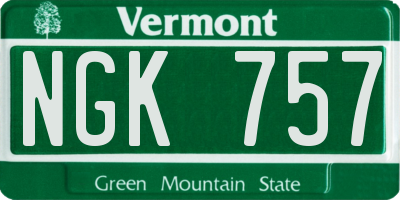 VT license plate NGK757
