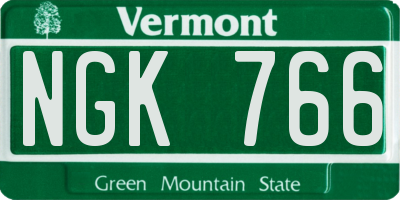 VT license plate NGK766