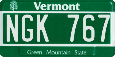 VT license plate NGK767