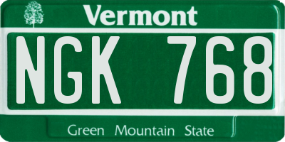 VT license plate NGK768