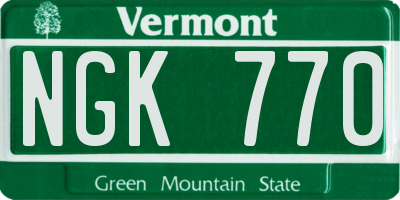 VT license plate NGK770