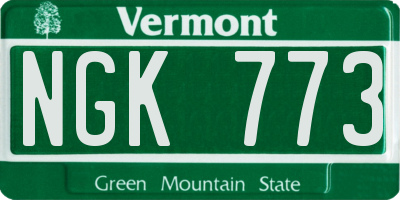 VT license plate NGK773