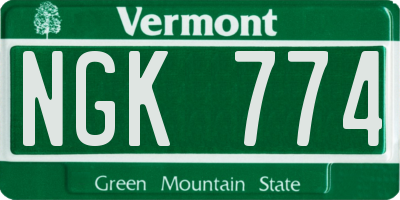 VT license plate NGK774