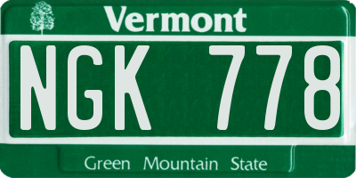 VT license plate NGK778