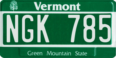 VT license plate NGK785