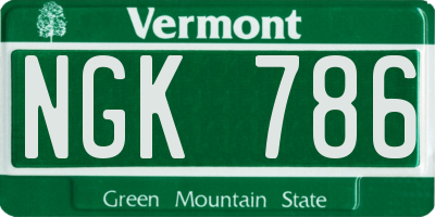 VT license plate NGK786