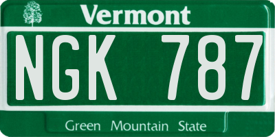 VT license plate NGK787
