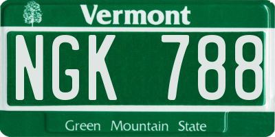 VT license plate NGK788
