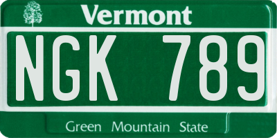 VT license plate NGK789