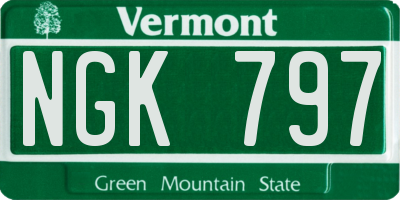 VT license plate NGK797