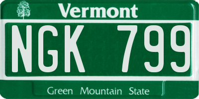 VT license plate NGK799