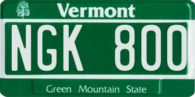 VT license plate NGK800