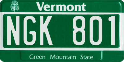 VT license plate NGK801
