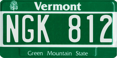 VT license plate NGK812