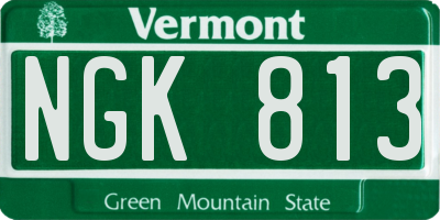 VT license plate NGK813